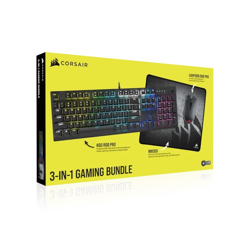 CH-910D019-SP_TECLADOS_10752_1.webp BUNDLE CORSAIR 3 EN 1 TECLADO K60 RGB PRO + MOUSE HARPON RGB PRO + MM300 - BLACK (CH-910D519-SP) - Imagen 1