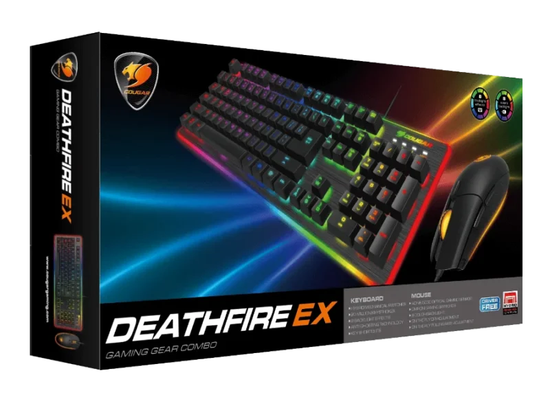 COMBO TECLADO Y MOUSE COUGAR DEATHFIRE EX - RETROILUMINADO (EKM832BKCA) - Imagen 2