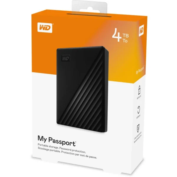 DISCO DURO EXTERNO WD MY PASSPORT 2.5 - 4TB - USB 3.0 - BLACK (WDBPKJ0040BBK-WESN)