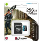 MEMORIA MICRO-SD KINGSTON CANVAS GO! PLUS 256GB - 170MB/S - CLASE 10 CON ADAPTADOR SD (SDCG3/256GB)