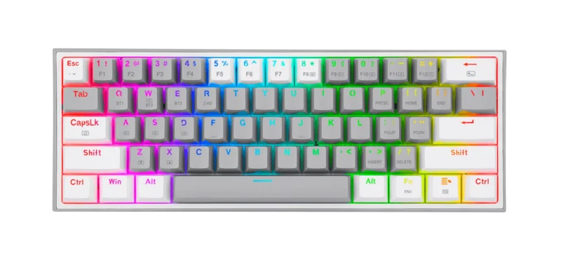 TECLADO MECANICO REDRAGON FIZZ PRO WIRELESS K616-RGB GW - 60% - DUST PROOF RED - 430G - USB-C - GRAY/WHITE - Imagen 2