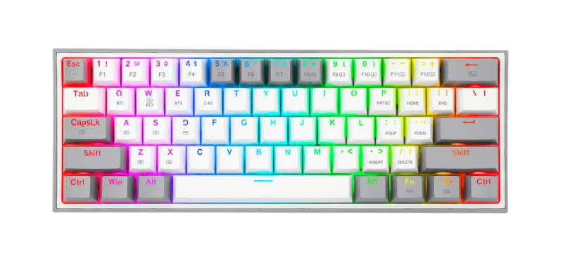 TECLADO MECANICO REDRAGON FIZZ PRO WIRELESS K616-RGB WP - 60% - DUST PROOF RED - 430G - USB-C - WHITE/PINK - Imagen 2