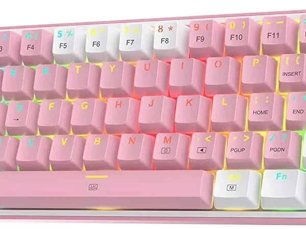 TECLADO MECANICO REDRAGON FIZZ PRO WIRELESS K616-RGB WP - 60% - DUST PROOF RED - 430G - USB-C - WHITE/PINK