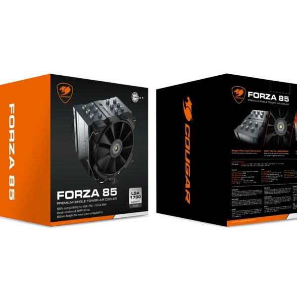 AIR COOLER COUGAR FORZA 85 - 1 FAN 120MM - 2000RPM - LGA115X/LGA1200/1700/LGA1851/AM4/AM5