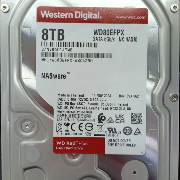 DISCO DURO WD RED 8TB - NAS SATA 6GB/S - CACHE 256MB - 3.5" - 5640RPM (WD80EFPX)