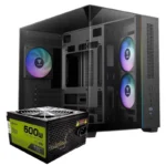 Combo: Case Gamdias ATLAS M3M Black | +3 FAN ARGB  + Fuente 600W 80+