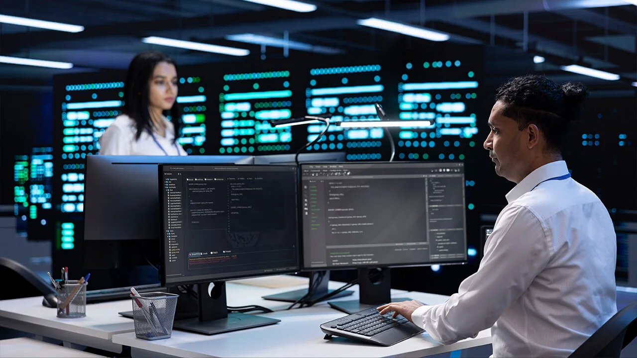 Equipo de trabajo usando una PC con IA local para mantener datos confidenciales dentro de la empresa