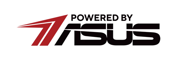 Logo Powered by ASUS – Tecnosmart socio oficial en Ecuador