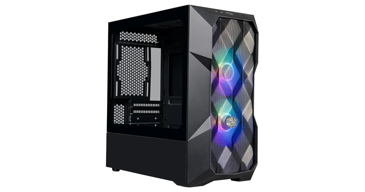 CASE COOLER MASTER TD300 MESH - MINI TOWER - TEMPERED GLASS - 2 FAN SICKLEFLOW ARGB 120MM - BLACK (TD300-KGNN-S00)