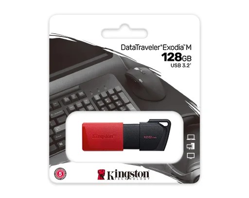 PEN DRIVE KINGSTON 128GB USB 3.2 DATATRAVELER EXODIA M BLACK/RED (DTXM/128GB)