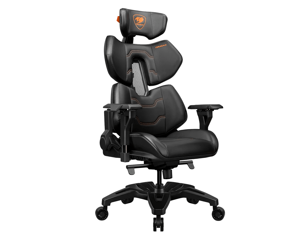 SILLA GAMER ERGONOMICA COUGAR TERMINATOR - POLIPIEL HYPER-DURA - RESPALDO FLEXIBLE DE PAFRP - RESPALDO VENTILADO - BLACK