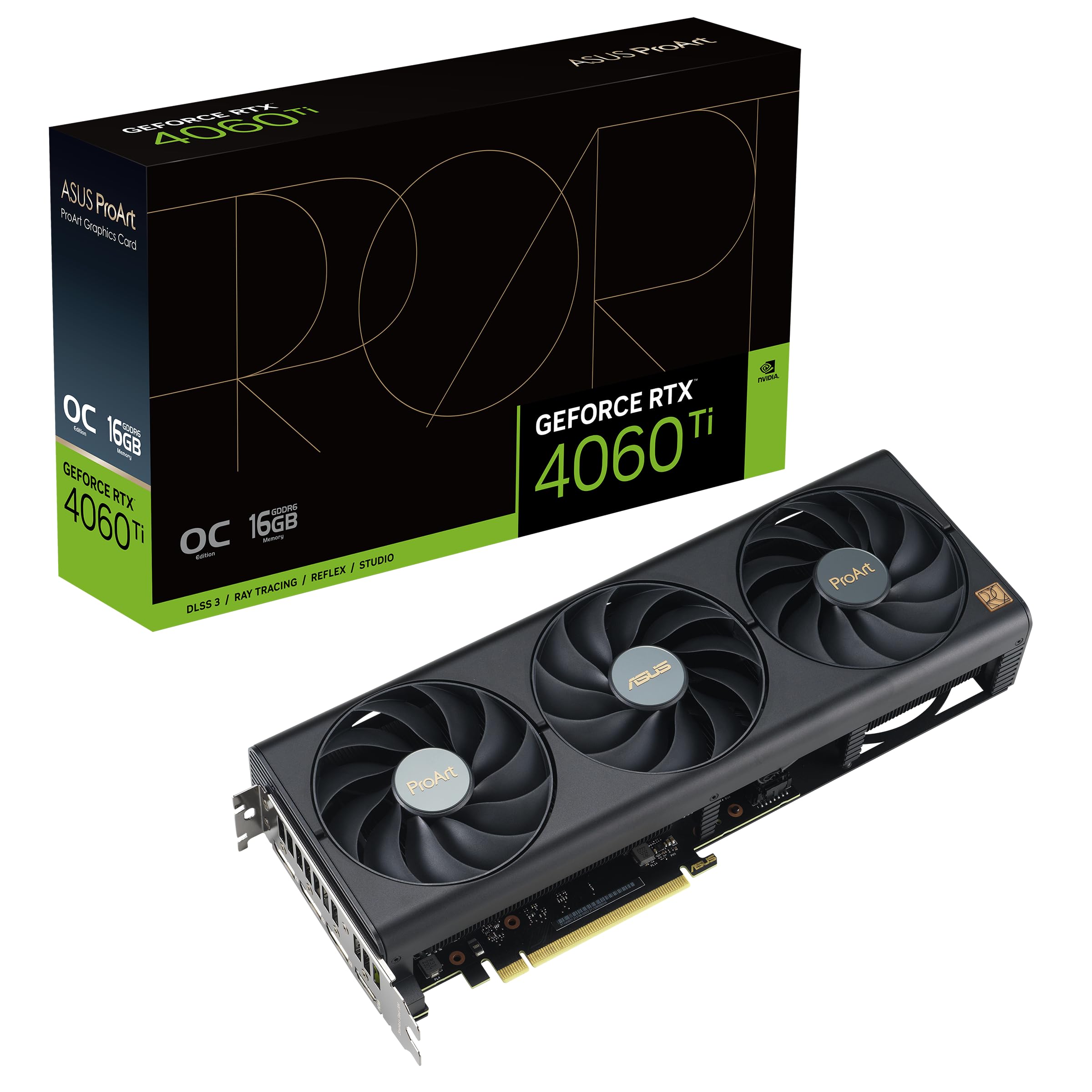 TARJETA DE VIDEO ASUS PROART GEFORCE RTX 4060TI 16GB GDDR6 - ADVANCED EDTION - HDMI 2.1a/DP 1.4a - BLACK (PROART-RTX4060TI-A 16G)
