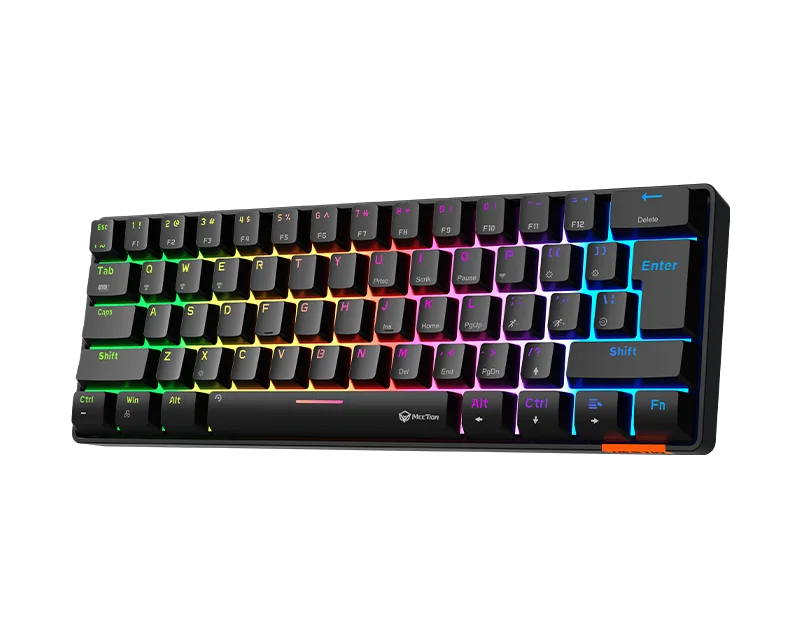 TECLADO MECANICO MEETION MT-MK005BT BLUETOOTH - 60% LED - OUTEMU BLUE SWITCH - USB TYPE-C - 556G - BLACK