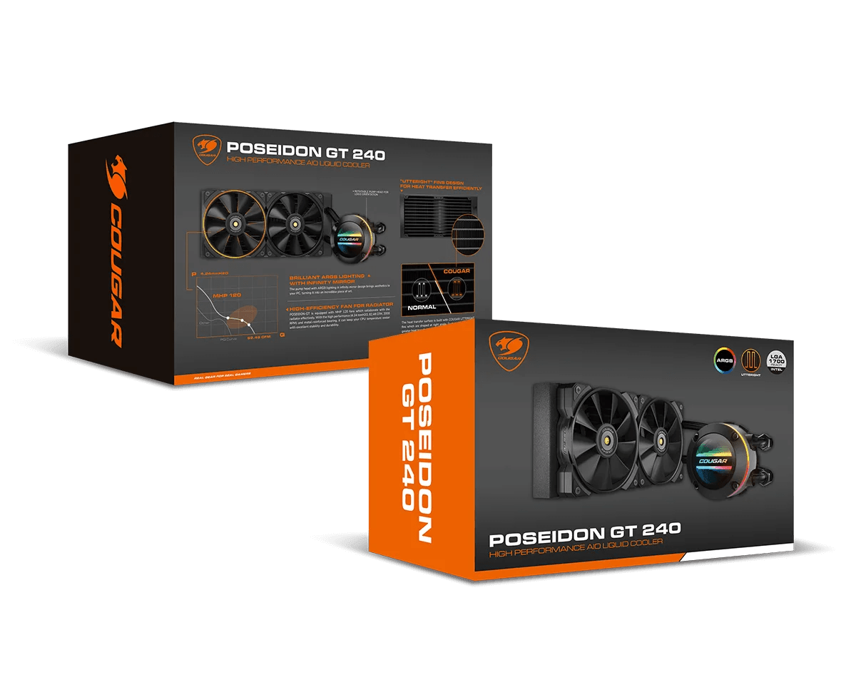 WATER COOLER COUGAR CGR-POSEIDON GT 240 - 3 PIN ARGB - SUPORT LGA 115X/1700/AM4/AM5