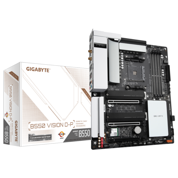 MAINBOARD GIGABYTE B550 VISION D-P (REV. 1.X) AMD AM4 - DDR4 - HDMI 3.1/ DP 2.1 - ATX - WHITE/BLACK