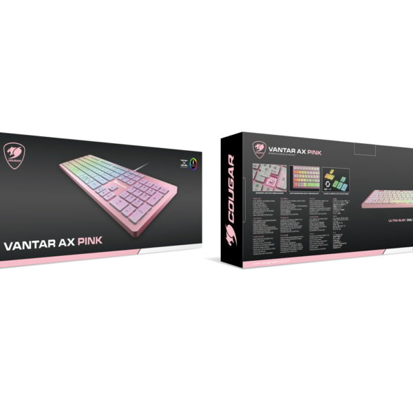 TECLADO COUGAR VANTAR AX PINK - SCISSOR-SWITCH RGB - ULTRA DELGADO - TECLAS TRANSLUCIDAS - ANTI-GHOSTING (37VAPXNMX.0002)