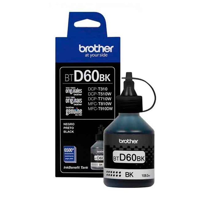 SUM0578-0 Botella de de Tinta Brother BTD60BK - Black - 6500 Páginas - Para DCPT510W, DCPT710W, MFCT810W, MFCT910DW