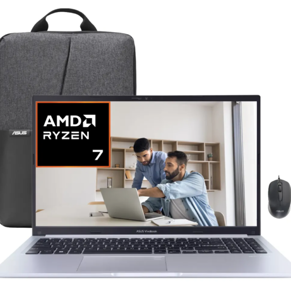 Laptop Asus VivoBook M1502YA-BQ828 | RYZEN 7-7730U | 16GB RAM | 512GB SSD | 15.6" FHD | SILVER (+MOCHILA+MOUSE)